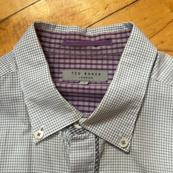 Ted Baker Dress Shirt Cuff Trims White Black Grid - Picture 2 of 8